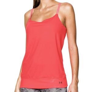 Under Armour Essential Banded Tank Top Open Back Coral Pink Active Wear Shirt XS